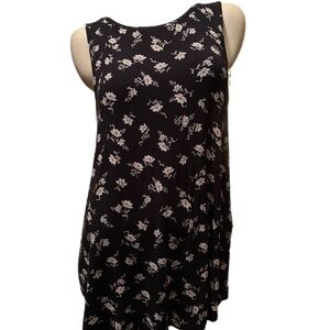 Old Navy Black Floral Tank Top